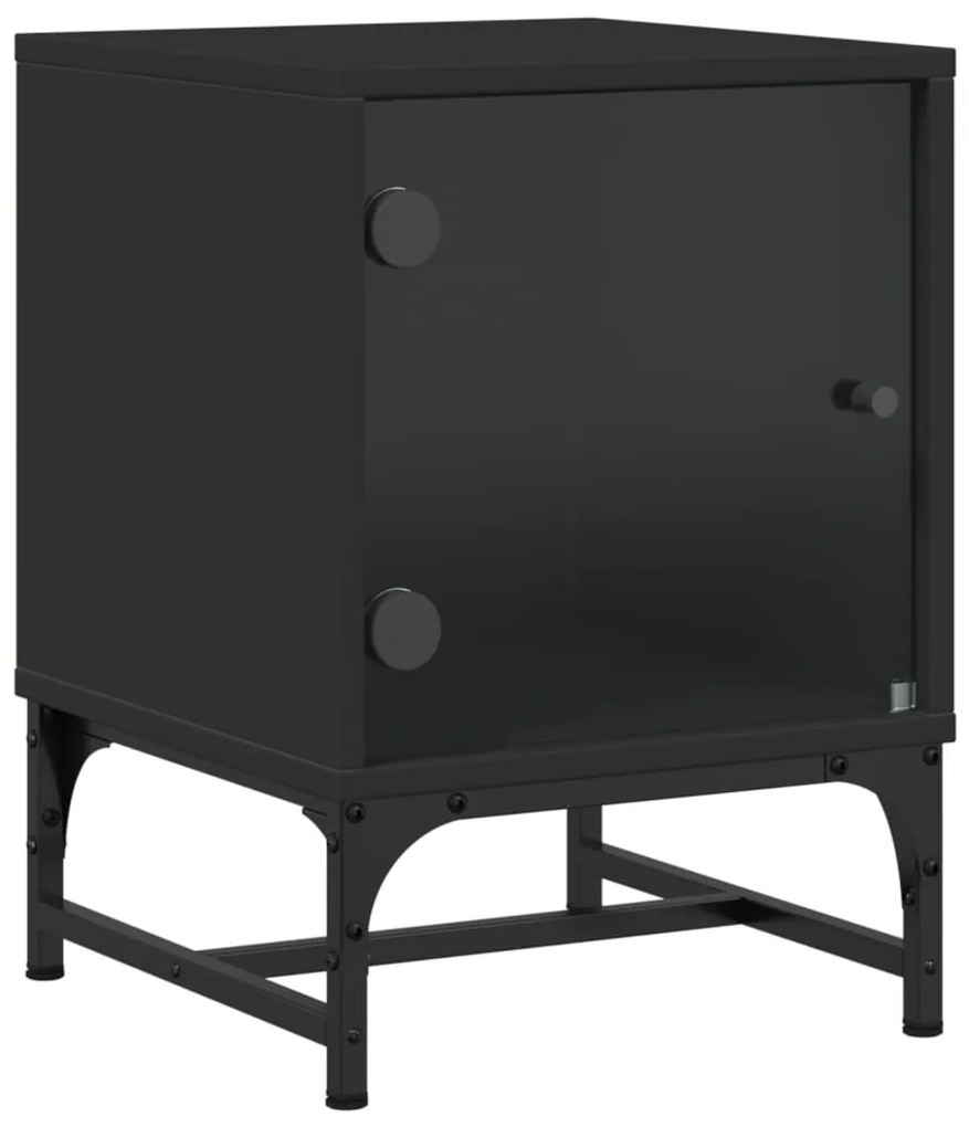 836520 vidaXL Noptieră cu ușă din sticlă, negru, 35x37x50 cm