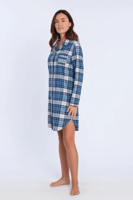 Cămașă de noapte din flanel pentru femei DEBBIE L Albastru / Blue