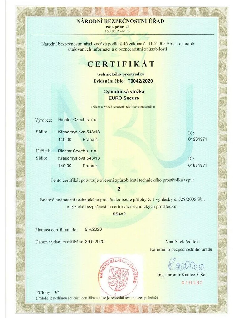 Cilindru Richter ES.35/35.NI 35+35 mm, 6 chei