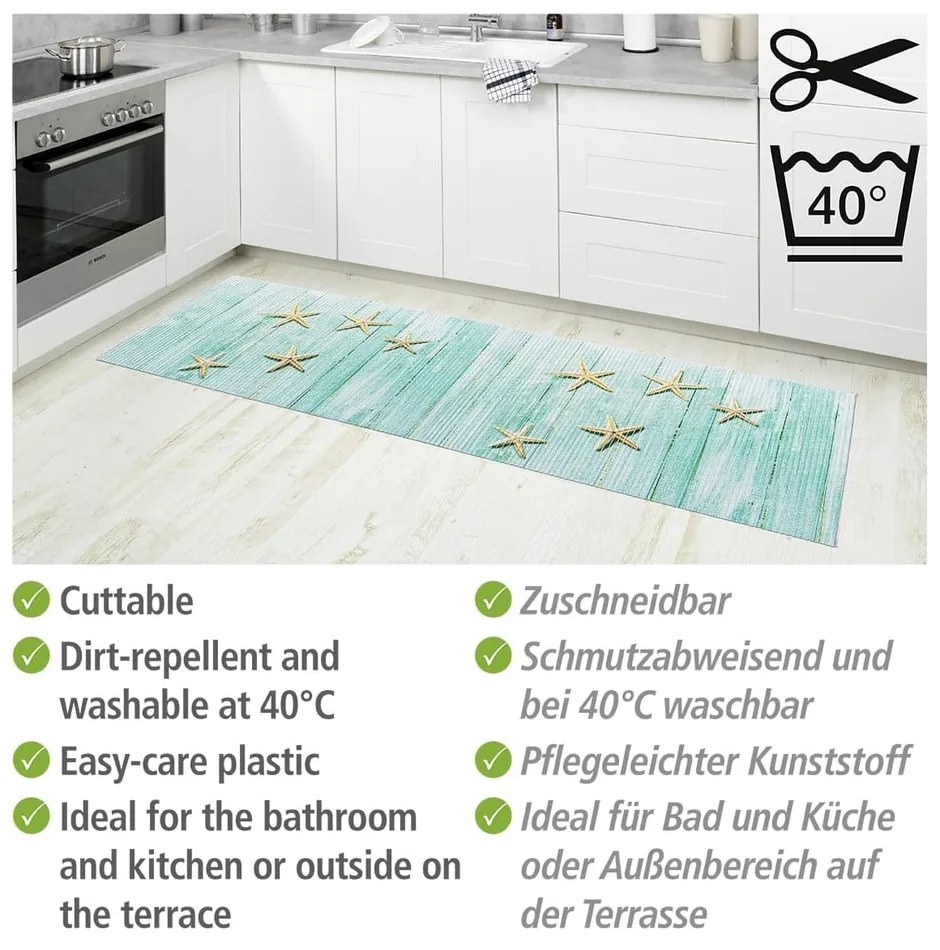 Covoraș de baie turcoaz din plastic 65x200 cm Mediaster – Wenko