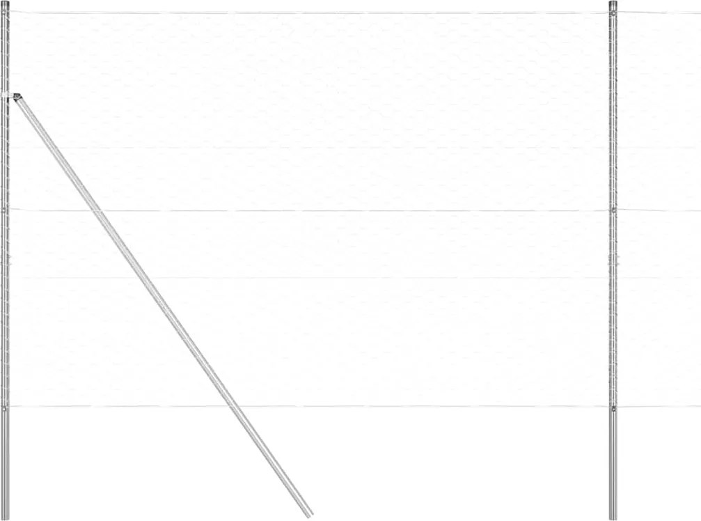 vidaXL Stâlp de gard. Argintiu 50 x 1,5 m (plasă de 50 mm) Oțel