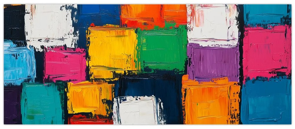 Tablou - Pictură cu pătrate colorate (120x50 cm)
