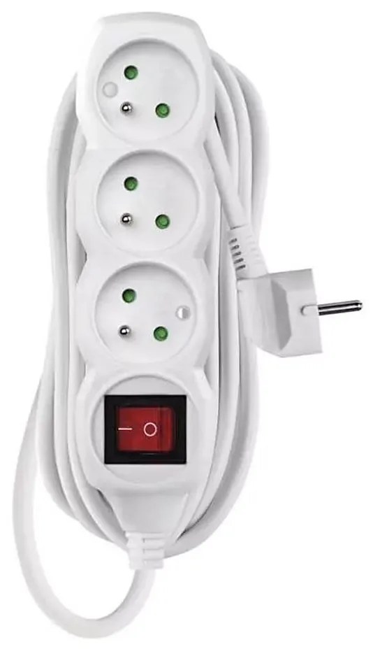 Prelungitor cu întrerupător 3Z 5m alb