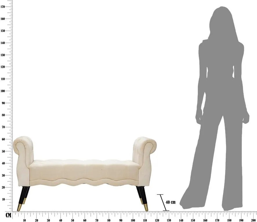 Bancă crem cu tapițerie din catifea Paris – Mauro Ferretti
