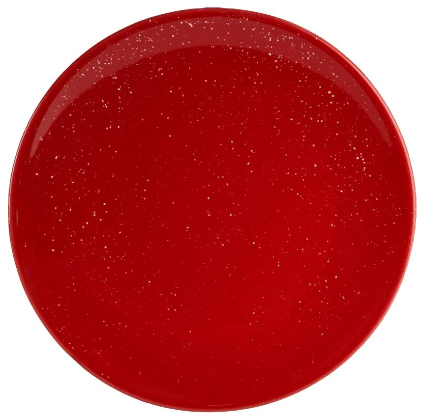 Farfurie desert Rosu cu puncte albe, 20 cm