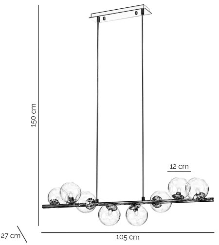 ONLI - Lustră suspendată cu cablu KIMBERLY 8xG9/6W/230V crom lucios