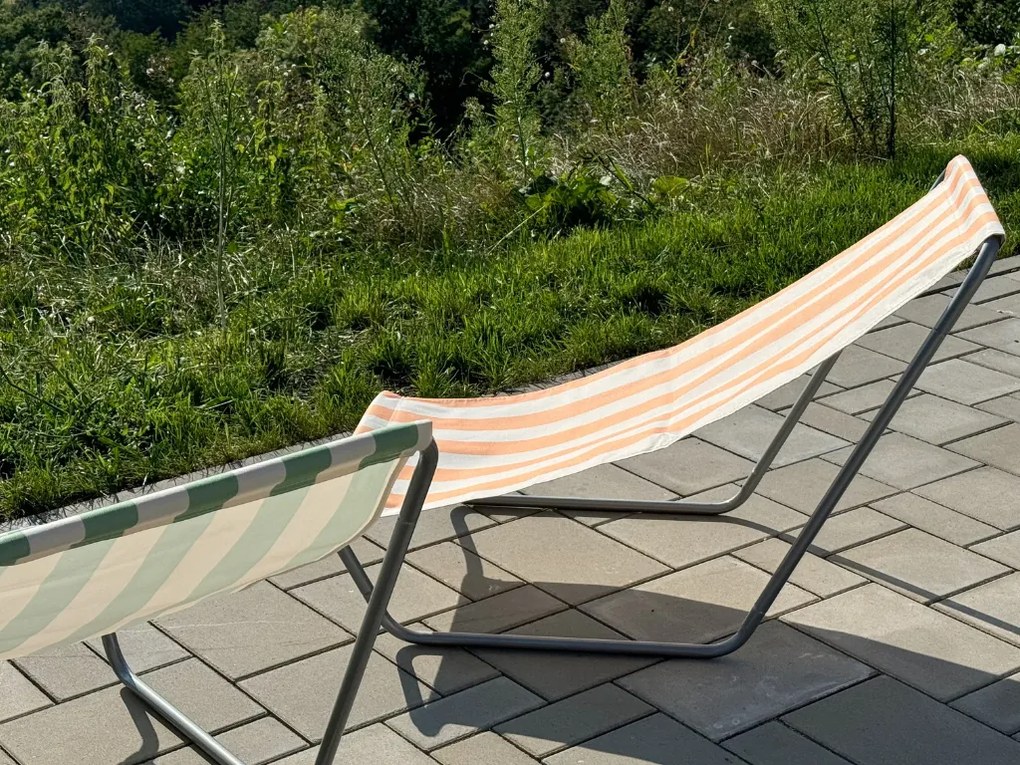 Set de 2 sezlonguri de plaja pliabile SAND, dungi turcoaz