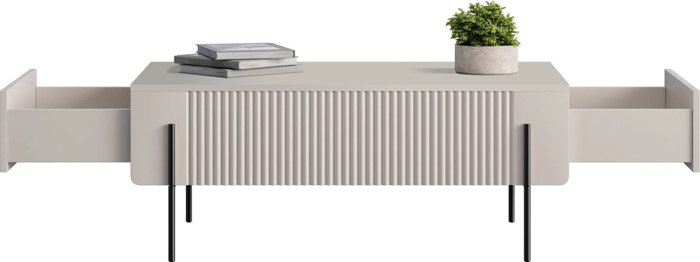 Măsuță de cafea Malmi 100 cm cu sertare - casmir / picioare negre
