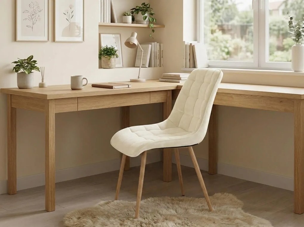 Scaun de masa SPLIT VELVET, bej deschis