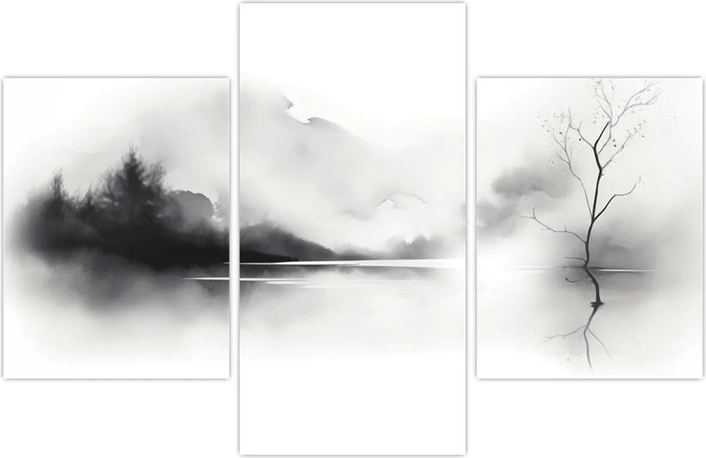 Tablou - pictură cu cerneală de peisaj (90x60 cm)