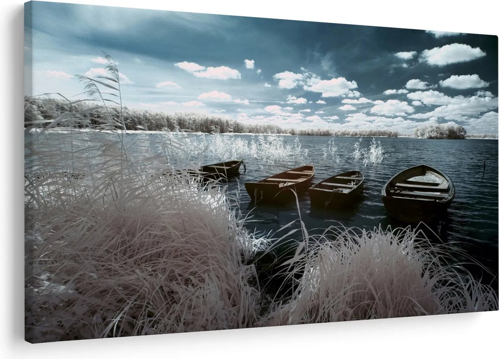 Tablou - Bărci de lemn pe lac (90x60 cm)