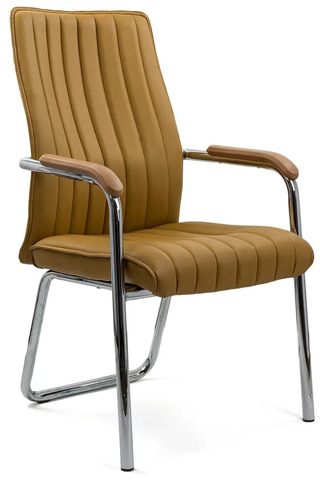 Scaun vizitatori bej HRC 614 din piele ecologică și cadrul metalic rezistent