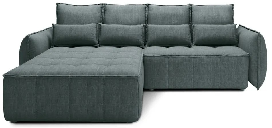 Colțar verde extensibil/cu spațiu de depozitare cu tapițerie din catifea (cu colț pe partea stângă/cu șezlong) Campo – ELTAP