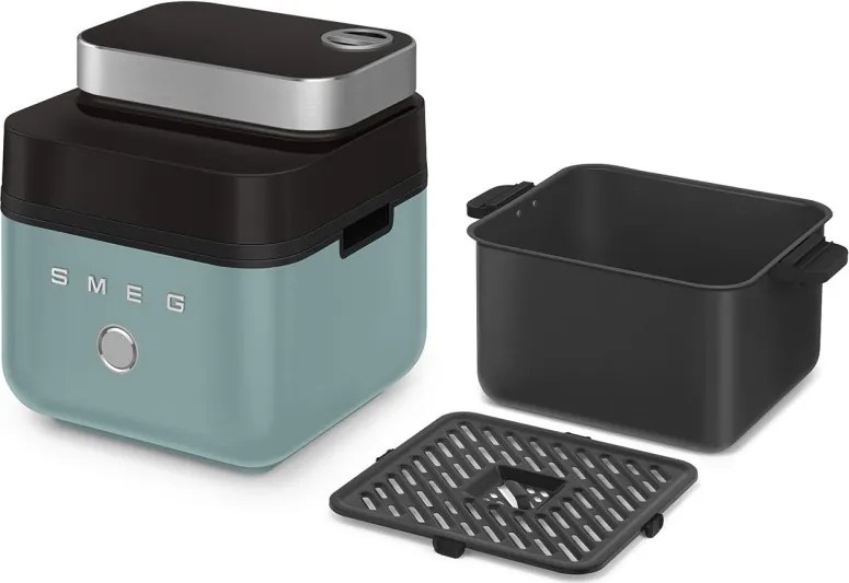 Friteuza cu aer cald Smeg Collezione AFC01EGMAU, 1450 W, 7,3 l, 40-200°C, 7 programe, Mod dublu, Comandă tactila, Timer, LED, Verde