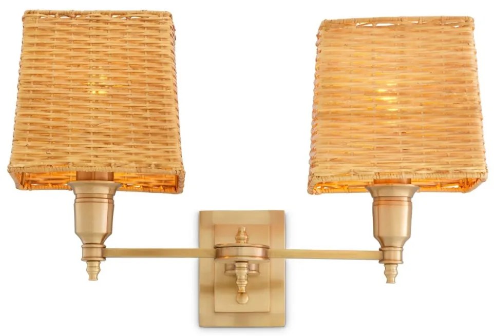 Aplica de perete LUX cu abajur din ratan Lexington alama antic