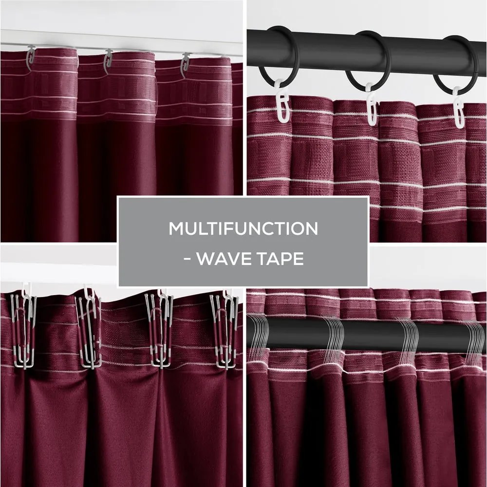 Draperie burgundy dimout (semi-opacă) din catifea 140x245 cm Pleat – Restilo