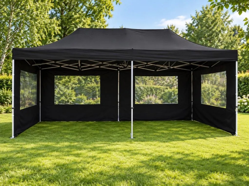 Cort de grădină 3 x 6m PROFI - foarfecă - negru