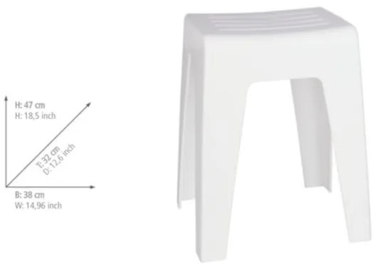 WENKO 22943100 - Taburet KUMBA, 38 x 47 cm, alb