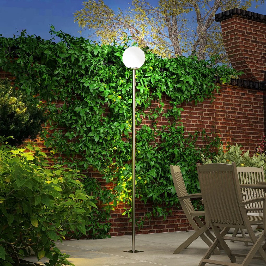 Outsunny Stâlp Iluminat Exterior, Lampadar Impermeabil cu Fir pentru Grădină din Oțel Inoxidabil și Acrilic, Φ25x223 cm, Crem | Aosom Romania