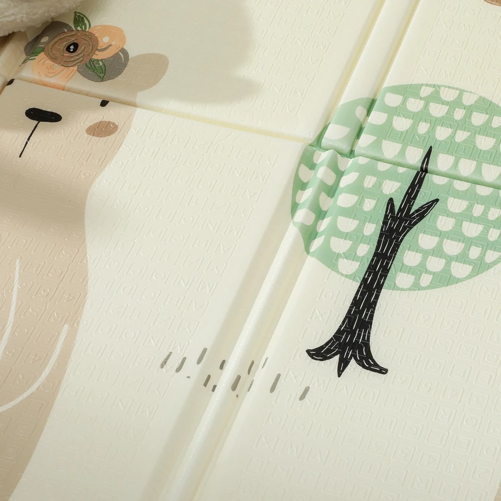 AIYAPLAY Covoraș Bebeluși Pliabil, Reversibil, Impermeabil, 196x176cm, Temă Animalieră | Aosom Romania