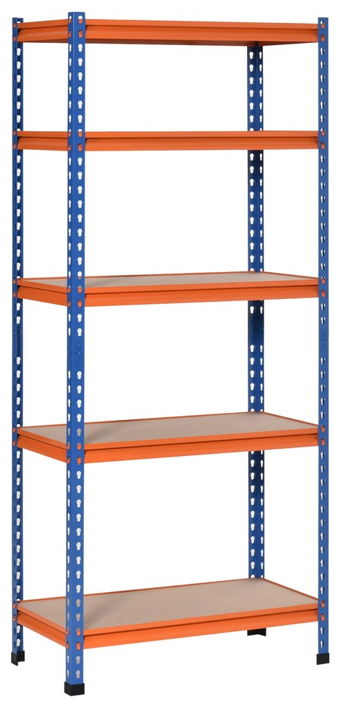 HOMCOM Etajera din metal pentru garaj 5 nivele capacitate 1500 kg 80 x 40 x 182 cm albastru portocaliu | Aosom Romania