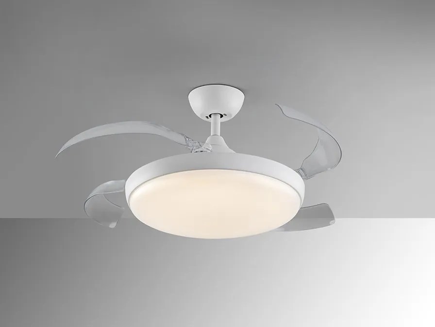 Lustra LED cu Ventilator si telecomanda, lame retractabile Venturi alb