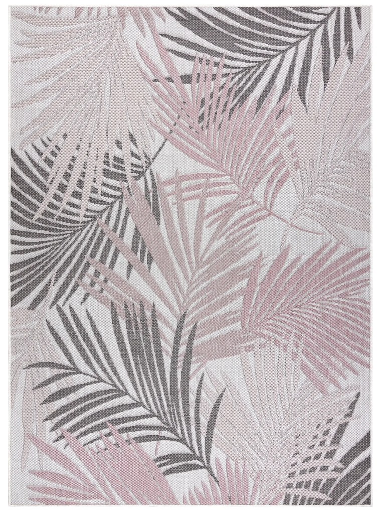 Covor SISAL SION frunze de palmier, tropical 2837 țesute plate ecru / roz