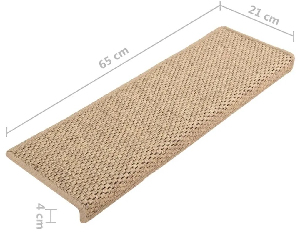 Covorase scari autoadezive 15 buc nisipiu 65x25 cm aspect sisal 15, Nisip, 65 x 25 cm