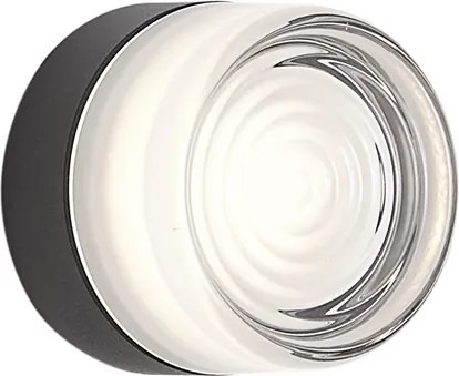 Lampă de perete de design neagră cu sticlă opal IP44 - Michele