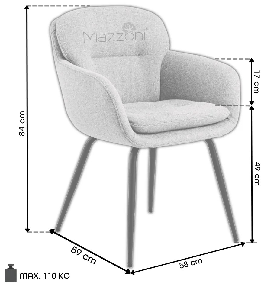 Mazzoni GEORGIA Bej Latte (material Monza 60) - SCAUN MODERN TAPIȚAT PENTRU SALON/SUFRAGERIE/BIROU LOFT