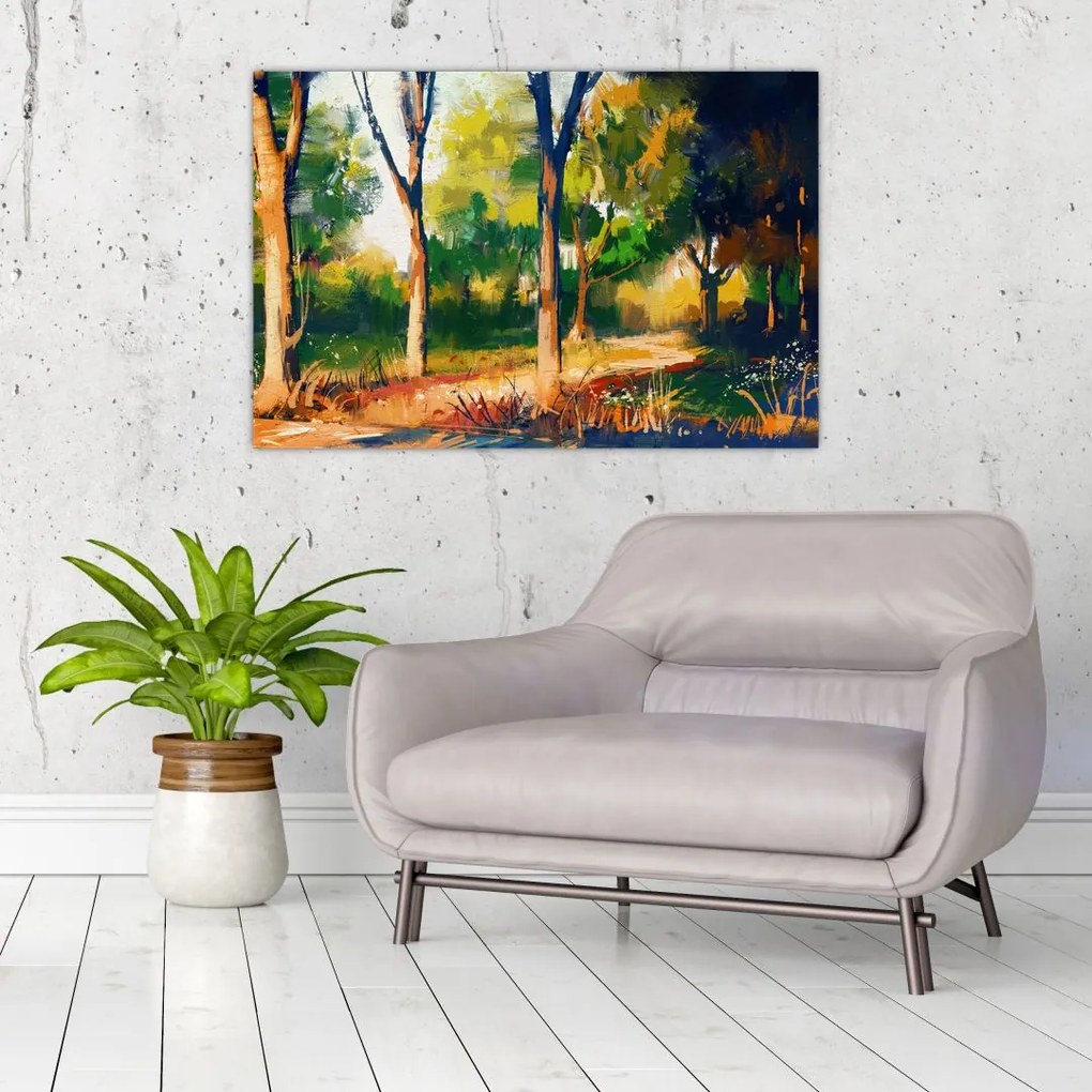 Tablou - Pădure de vară însorită, pictură (90x60 cm)