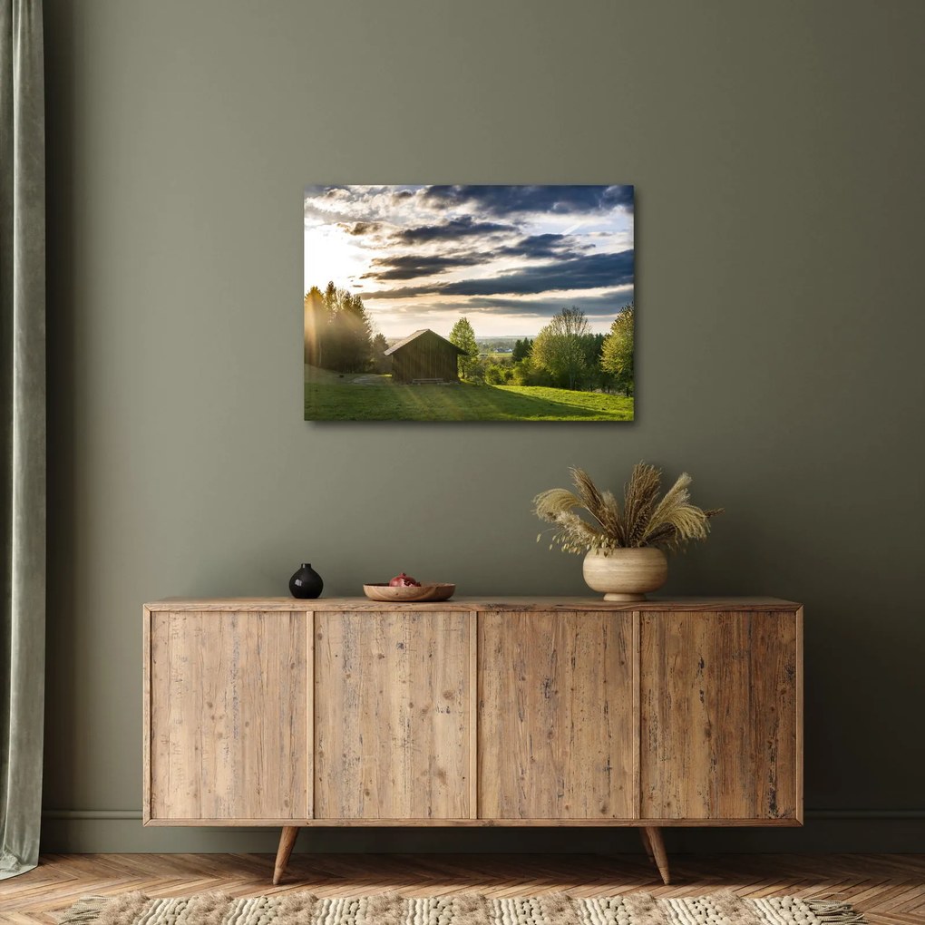 Tablou cabana în pădure (70x50 cm)