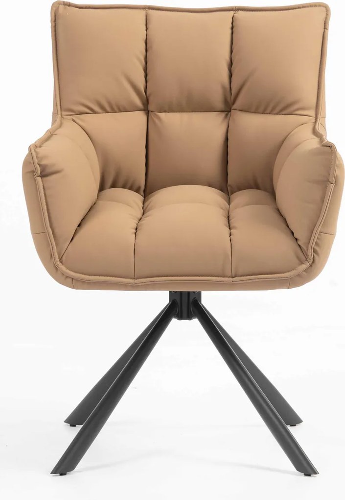 HR560 BAZĂ STEA Scaun Caramel Piele Ecologica Premium Soft cu Bază Neagră