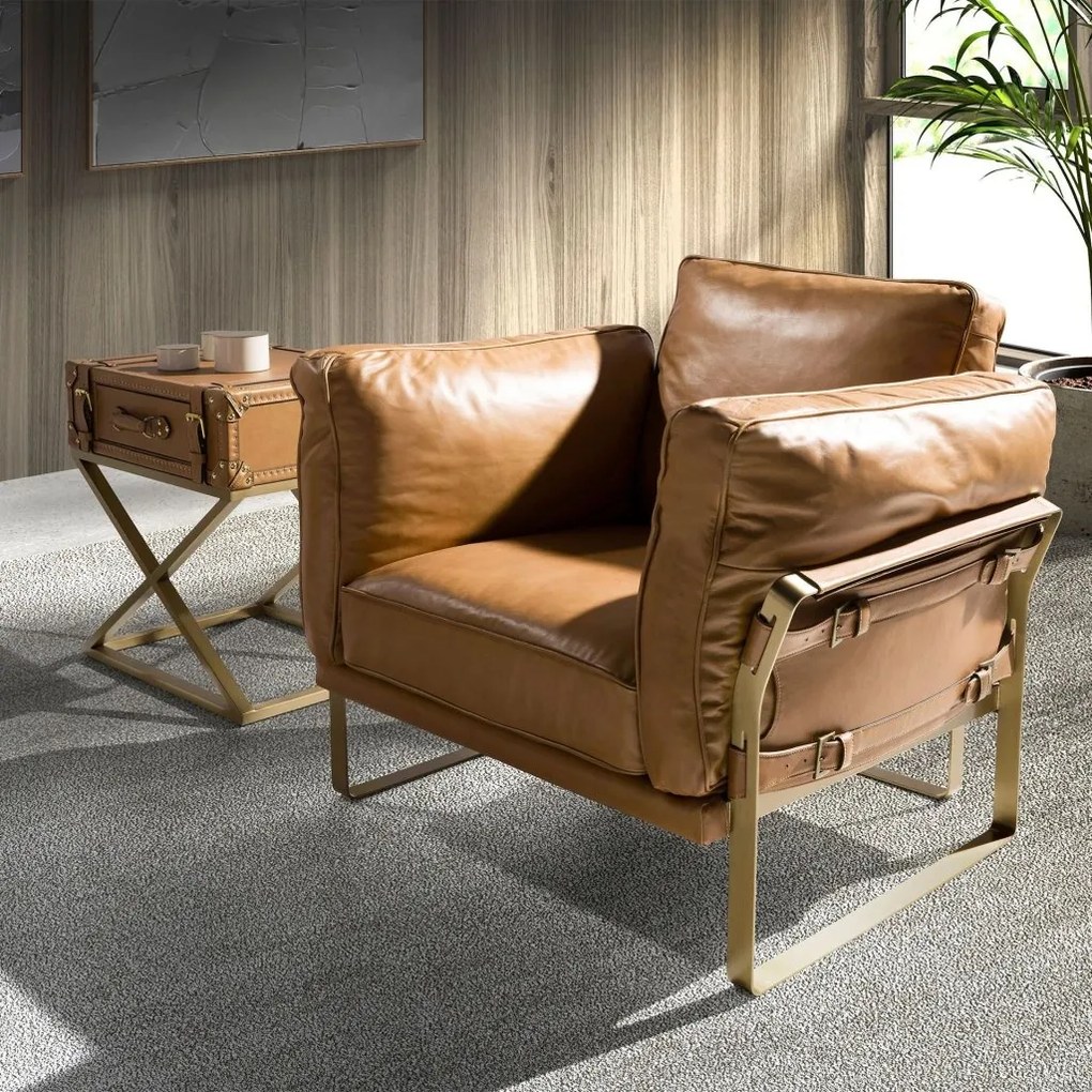 Fotoliu LUX design italian Cowhide camel