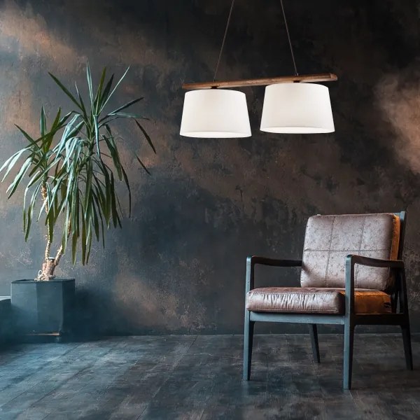 Lustru suspendat pe cablu AIDA, 2 x E27, 60 W, 230 V, diametru 35 cm, stejar/nuc