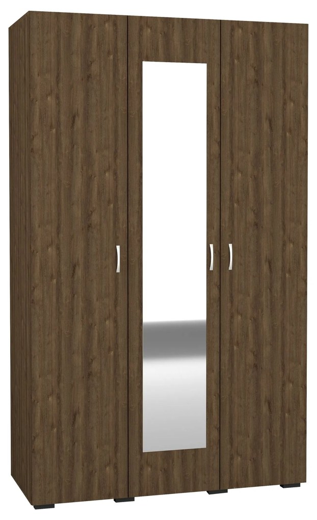 Dulap Nero, 3 Usi, oglinda, Stejar Bronz, 120 x 52 x 200 cm