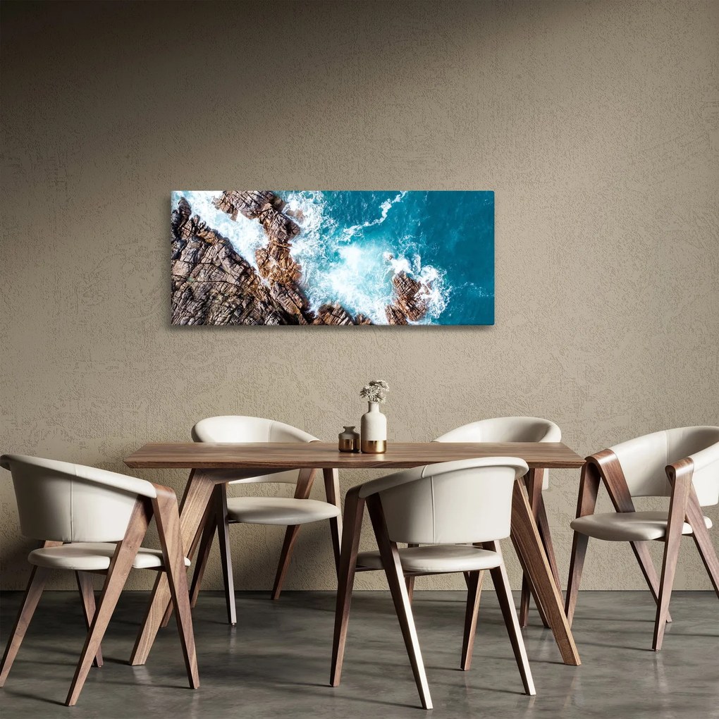 Tablou cu stânci și mare (120x50 cm)