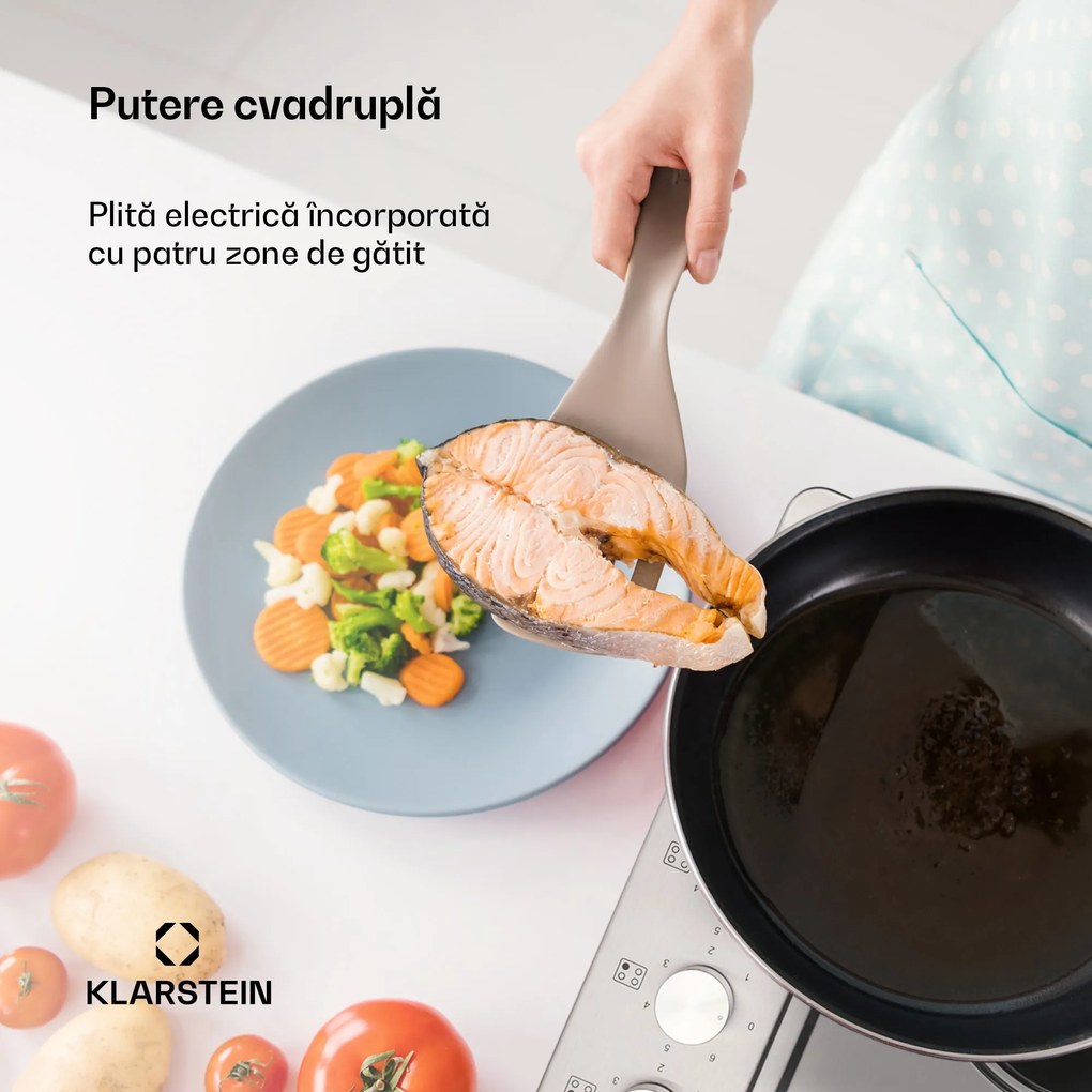 Klarstein Appetito 4, plită electrică, 5500 W, 4 plăci, 6 trepte de putere, oțel inoxidabil