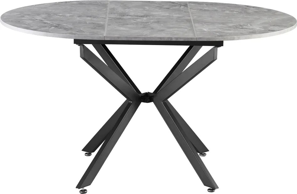 Masă extensibilă de dining, beton/neagră, 100x100-140x75 cm, ABERO TIP 1