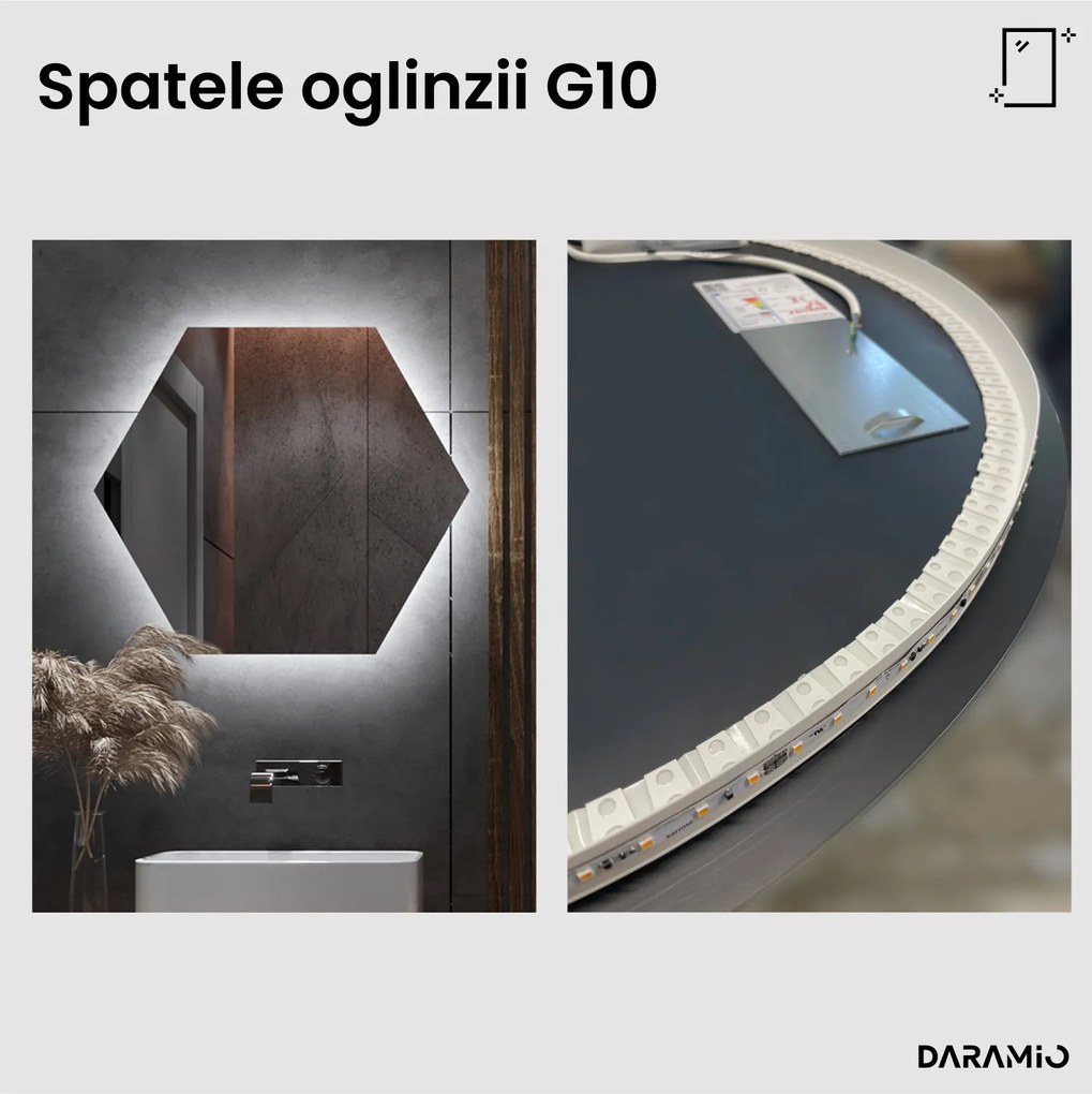 Oglindă hexagonală cu iluminare LED G10