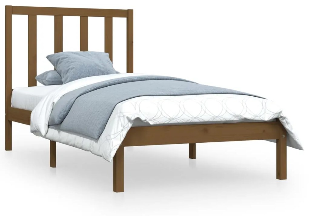 3105128 vidaXL Cadru de pat single, maro miere, 90x190 cm, lemn masiv de pin