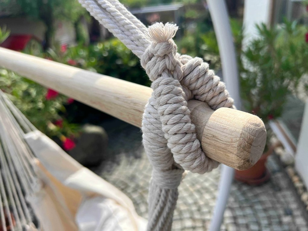 Scaun suspendat PALAK bej cu suport alb