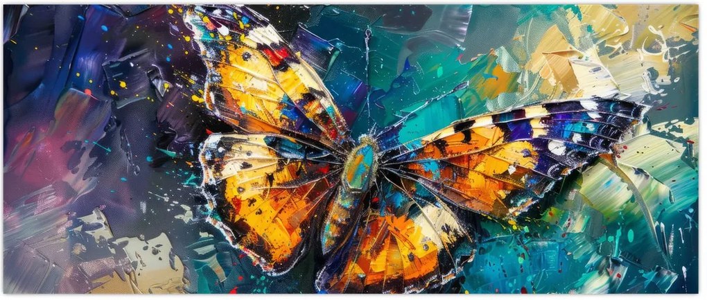 Tablou - Fluture, pictură în ulei (120x50 cm)