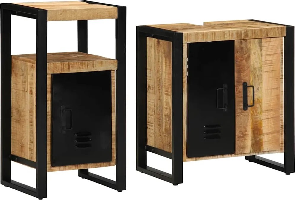 vidaXL Set de mobilier pentru baie cu sertar 2 pcs Lemn de mango solid