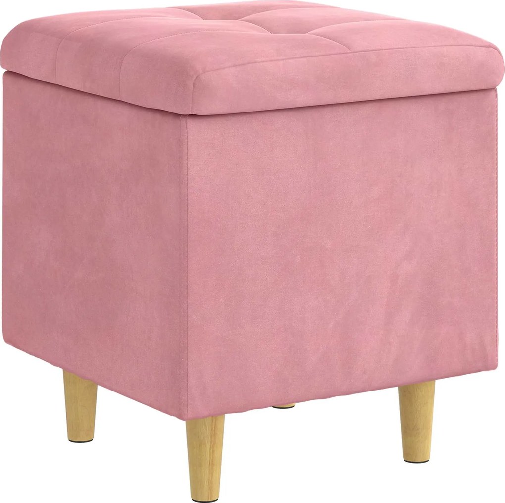 vidaXL Ottomană de depozitare cu pernă Roz 40 x 40 x 45 cm Catifea