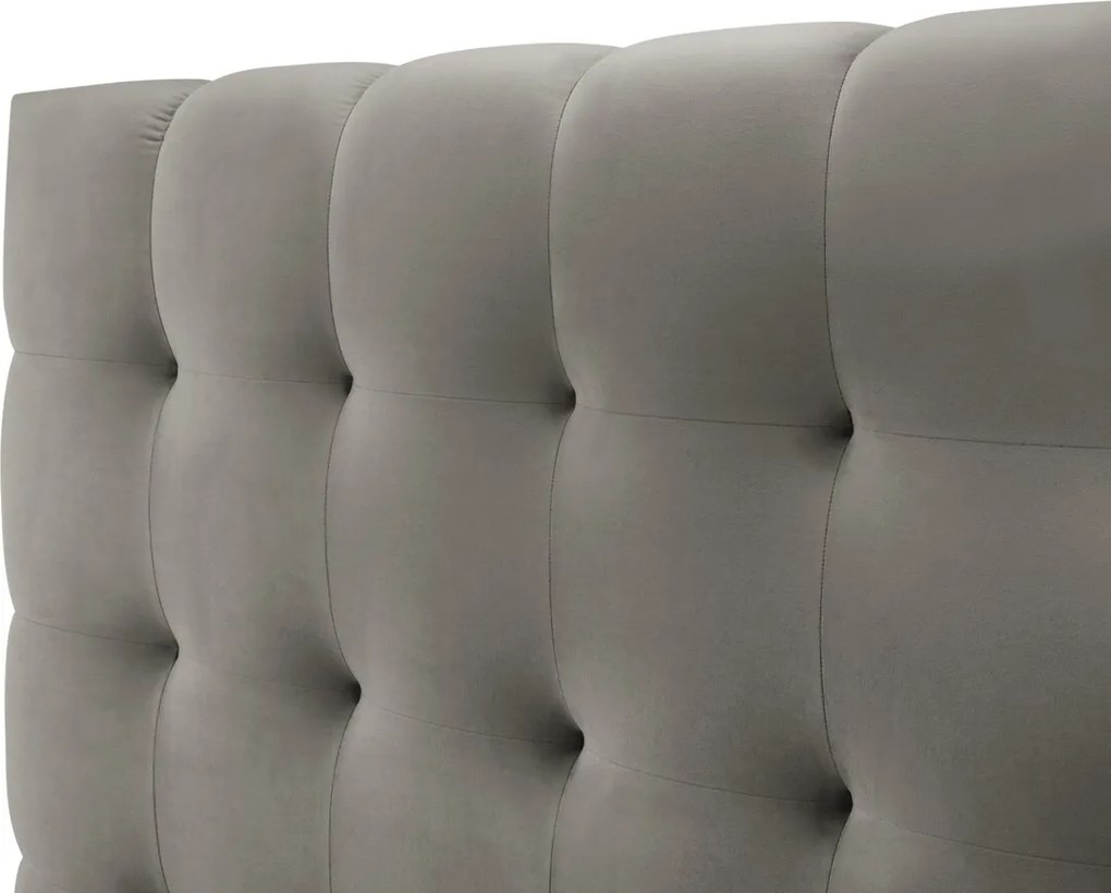 Pat tapitat cu tablie si lada depozitare, Mamaia, Micadoni Home, BL, 180x200 cm, catifea, gri deschis