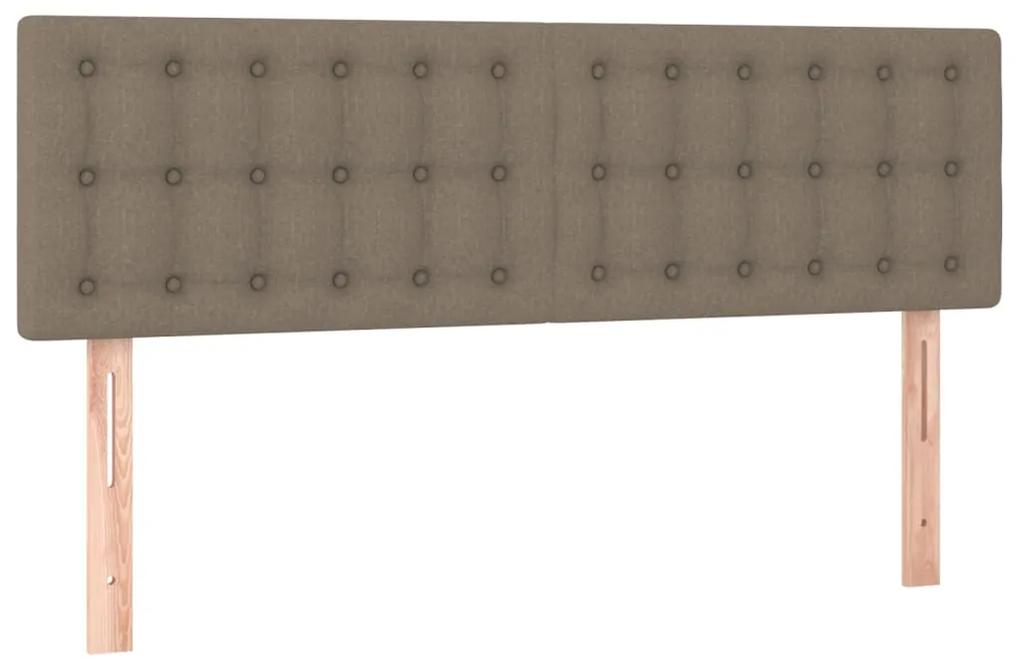 Pat continental cu saltea gri taupe 140x200 cm material textil Gri taupe, 140 x 200 cm, Nasturi de tapiterie