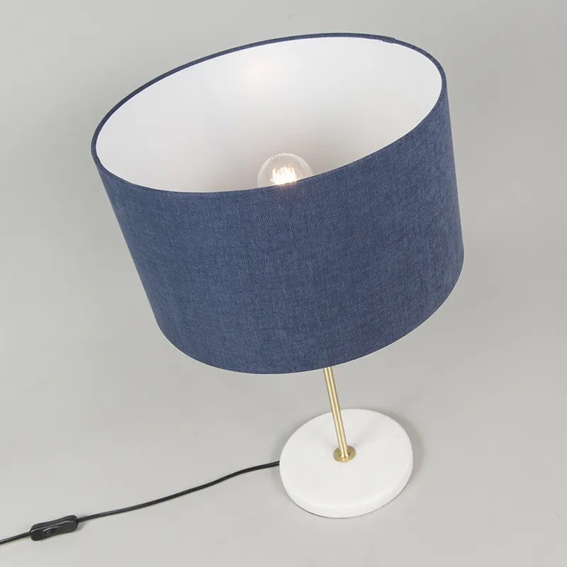 Lampă de masă din alamă cu abajur albastru 35 cm - Kaso