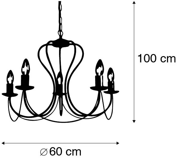 Candelabru antic crem cu auriu cu 5 lumini - Como 5