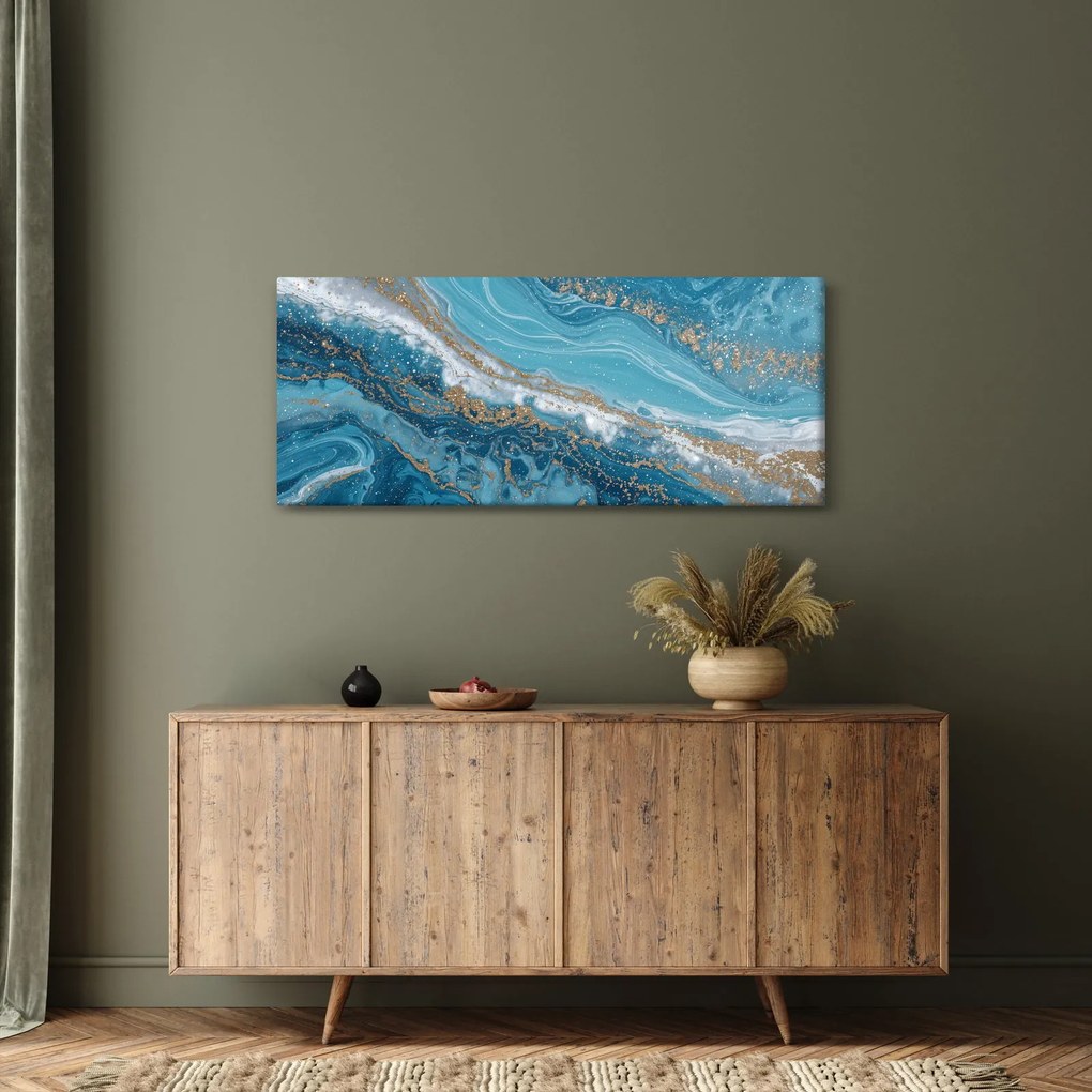 Tablou - Marmură bleu cu aur I. (120x50 cm)